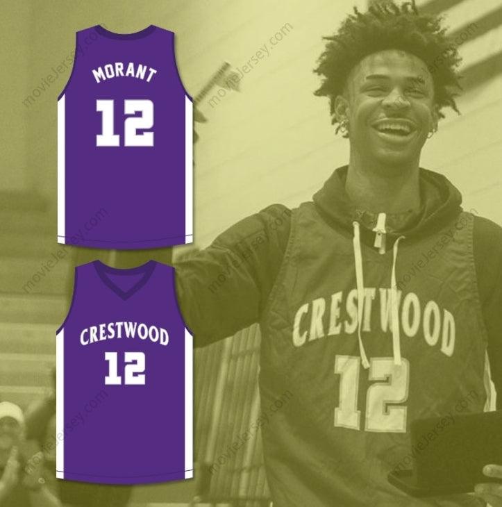 CUSTOM ANY Name Number JA MORANT 12 CRESTWOOD HIGH SCHOOL KNIGHTS PURPLE BASKETBALL JERSEY Top Stitched S-6XL