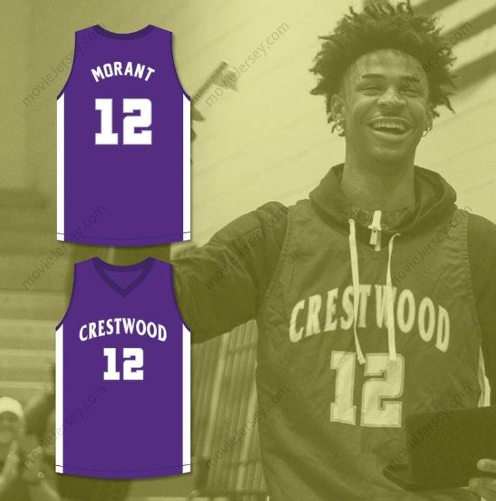 CUSTOM ANY Name Number JA MORANT 12 CRESTWOOD HIGH SCHOOL KNIGHTS PURPLE BASKETBALL JERSEY Top Stitched S-6XL