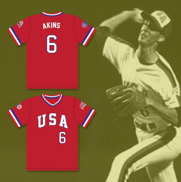 Custom Any Name Number SID AKINS 6 1984 USA TEAM RED BASEBALL JERSEY Top Stitched S-6XL