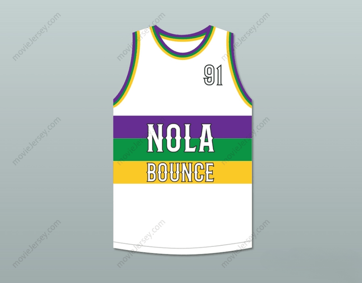 CUSTOM ANY Name Number DJ JUBILEE 91 NOLA BOUNCE WHITE BASKETBALL JERSEY Top Stitched S-6XL
