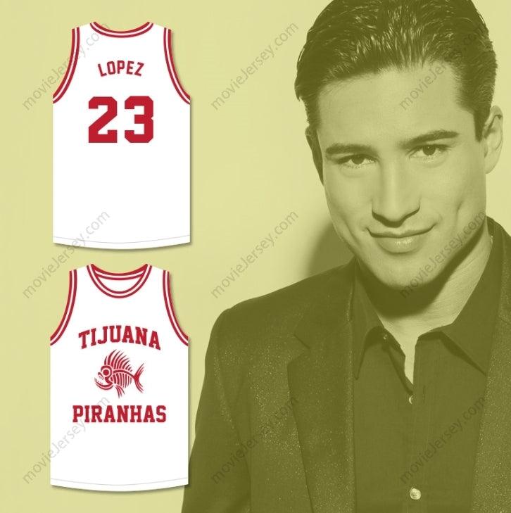CUSTOM ANY Name Number MARIO LOPEZ 23 TIJUANA PIRANHAS WHITE BASKETBALL JERSEY MEXICAN EXPANSION TEAM Top Stitched S-6XL