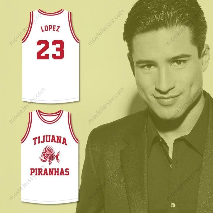 CUSTOM ANY Name Number MARIO LOPEZ 23 TIJUANA PIRANHAS WHITE BASKETBALL JERSEY MEXICAN EXPANSION TEAM Top Stitched S-6XL