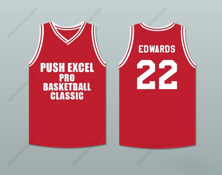 CUSTOM ANY Name Number KEVIN EDWARDS 22 PUSH EXCEL PRO BASKETBALL CLASSIC RED BASKETBALL JERSEY 1988 CHARITY EVENT Top Stitched S-6XL