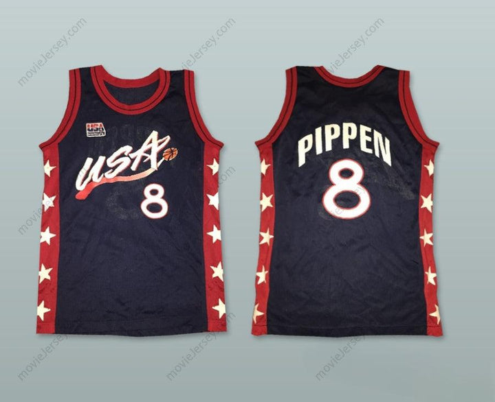 CUSTOM ANY Name Number SCOTTIE PIPPEN 8 USA BASKETBALL JERSEY INCLUDES USA PATCH Top Stitched S-6XL