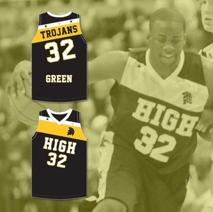 CUSTOM ANY Name Number DRAYMOND GREEN 32 SAGINAW HIGH SCHOOL TROJANS BLACK BASKETBALL JERSEY 2 Top Stitched S-6XL