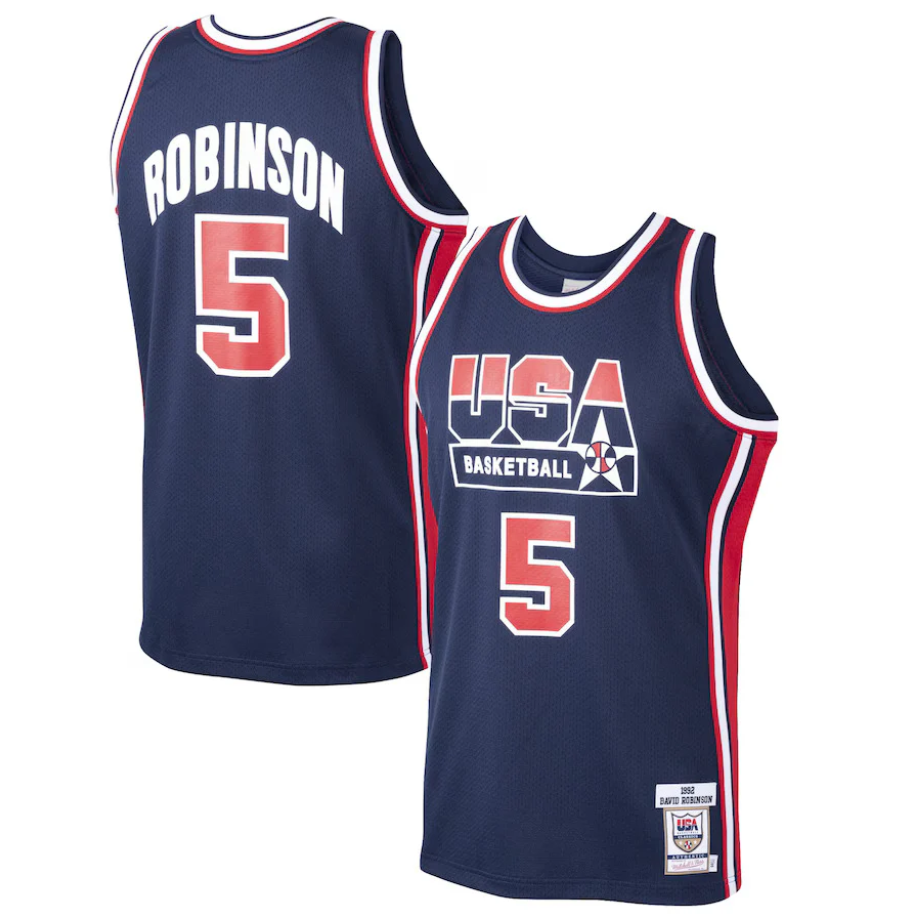 Custom David Robinson #5 USA Basketball 1992 Dream Team Retro Basketball Jersey Stitched S-6XL