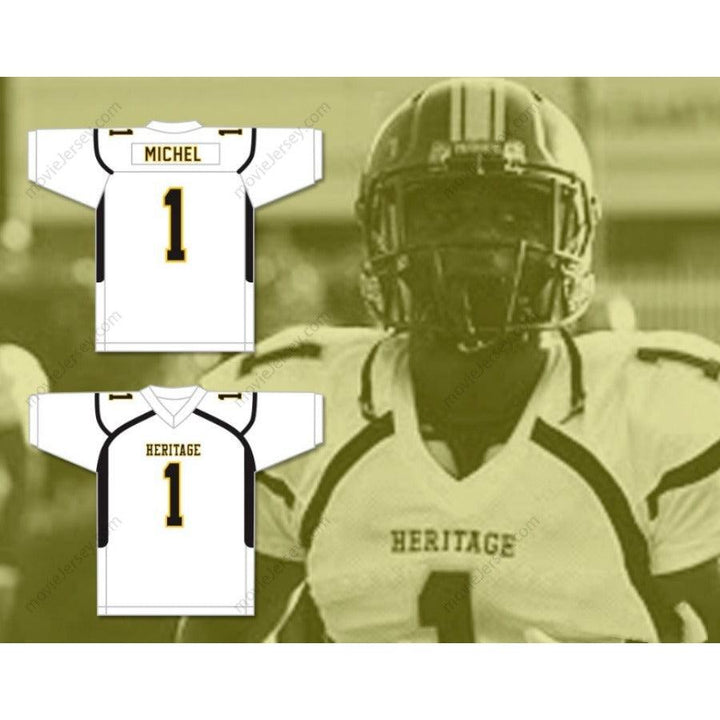 CUSTOM ANY Name Number SONY MICHEL 1 AMERICAN HERITAGE SCHOOL PATRIOTS Football Jersey Top Stitched S-6XL