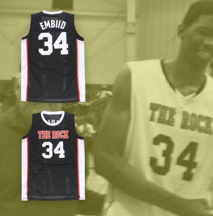 CUSTOM ANY Name Number JOEL EMBIID 34 THE ROCK HIGH SCHOOL BLACK ALTERNATE BASKETBALL JERSEY Top Stitched S-6XL