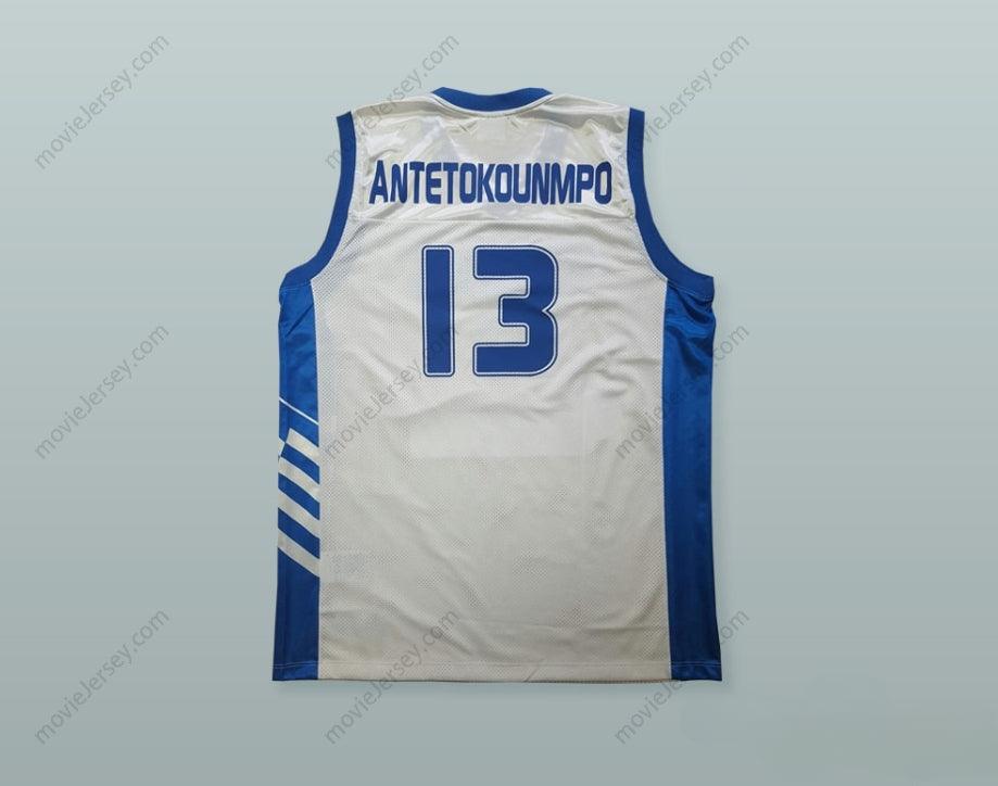 CUSTOM ANY Name Number GIANNIS ANTETOKOUNMPO 13 GREECE WHITE BASKETBALL JERSEY Top Stitched S-6XL