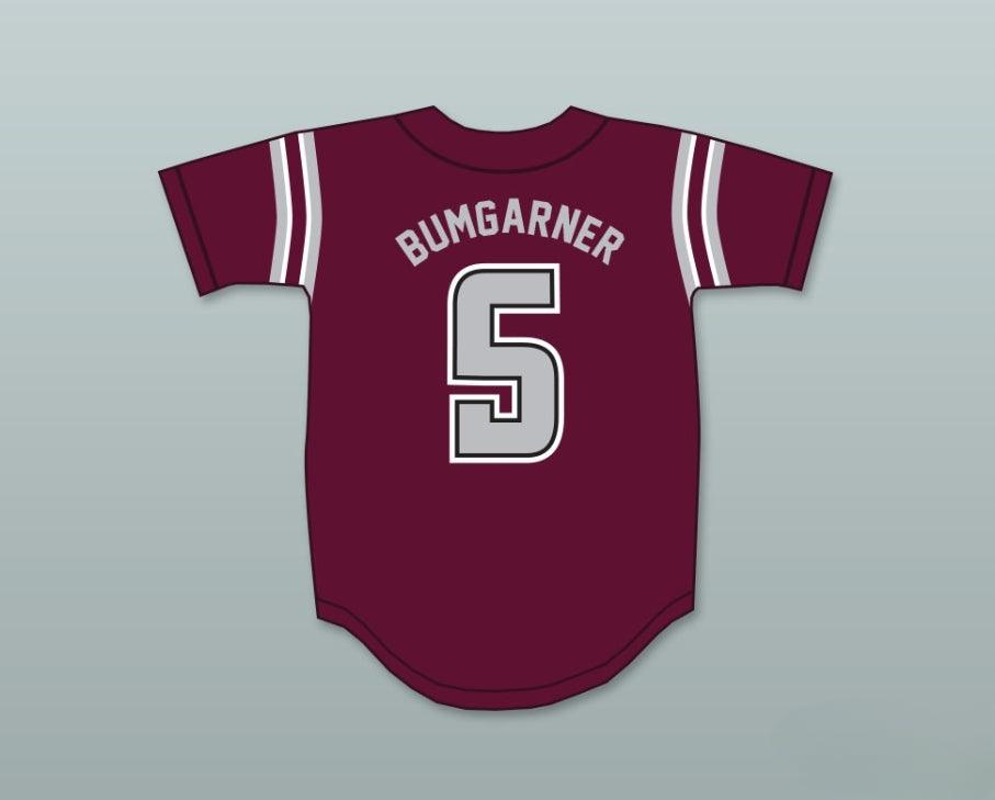 Custom Any Name Number MADISON BUMGARNER 5   HIGH SCHOOL SPARTANS MAROON BASEBALL JERSEY 2 Top Stitched S-6XL