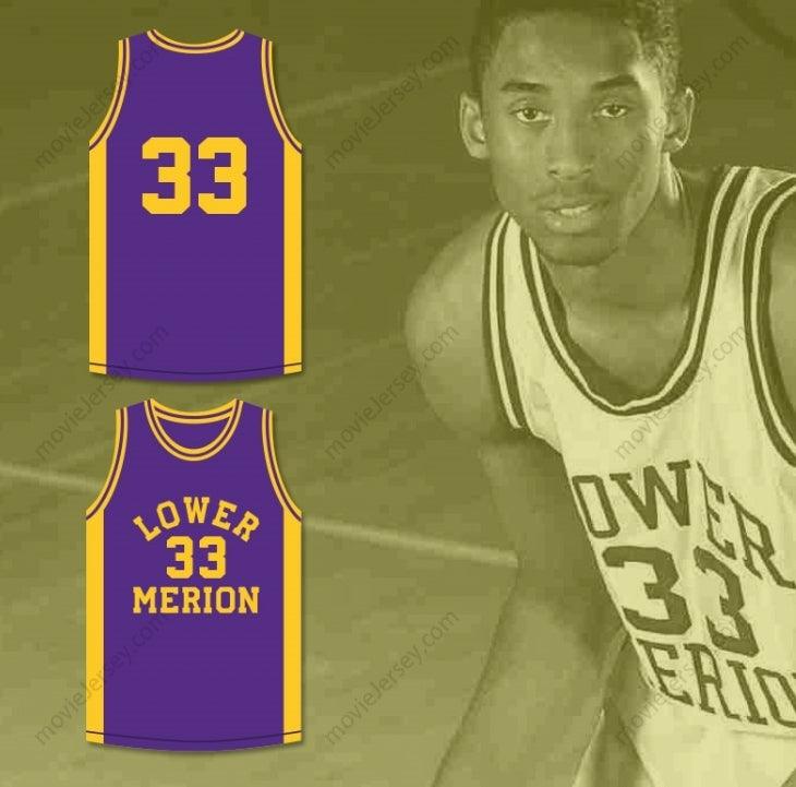 CUSTOM ANY Name Number  BRYANT 33 LOWER MERION HIGH SCHOOL ACES PURPLE BASKETBALL JERSEY 3 Top Stitched S-6XL