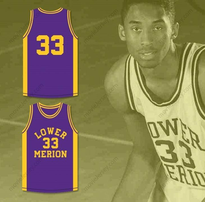 CUSTOM ANY Name Number  BRYANT 33 LOWER MERION HIGH SCHOOL ACES PURPLE BASKETBALL JERSEY 3 Top Stitched S-6XL