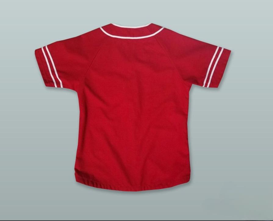 Custom Any Name Number CROOKS RED BUTTON DOWN BASEBALL JERSEY Top Stitched S-6XL