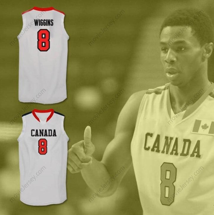 CUSTOM ANY Name Number ANDREW WIGGINS CANADA WHITE BASKETBALL JERSEY Top Stitched S-6XL