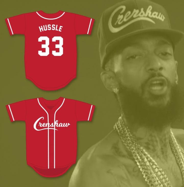 Custom Any Name Number NIPSEY HUSSLE 33 CRENSHAW RED BASEBALL JERSEY Top Stitched S-6XL