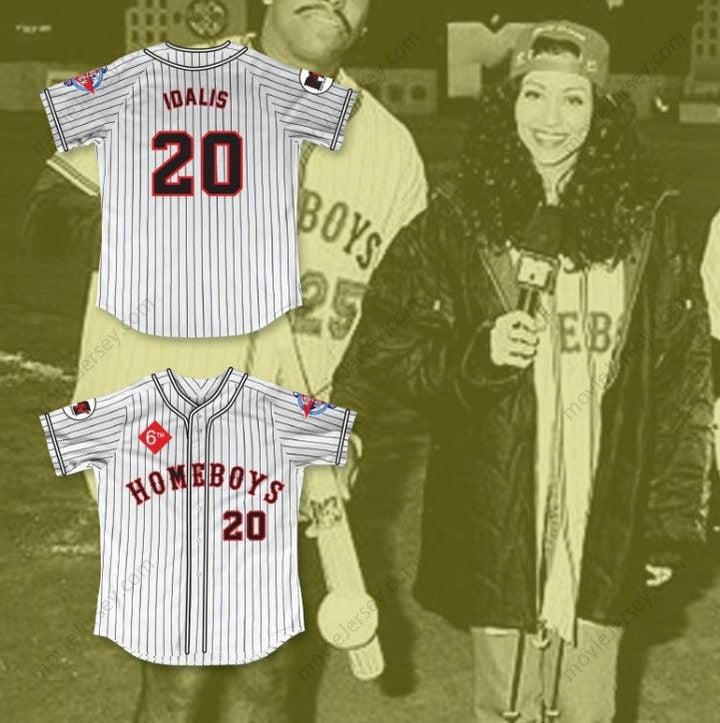 Custom Any Name Number IDALIS DELEON 20 HOMEBOYS PINSTRIPED BASEBALL JERSEY 6TH ANNUAL ROCK N' JOCK SOFTBALL CHALLENGE 1995 Top Stitched S-6XL