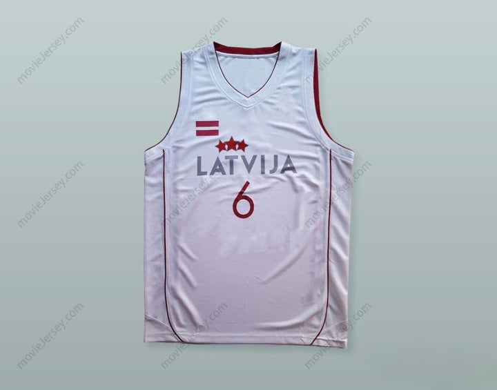 CUSTOM ANY Name Number KRISTAPS PORZINGIS 6 LATVIJA WHITE BASKETBALL JERSEY Top Stitched S-6XL