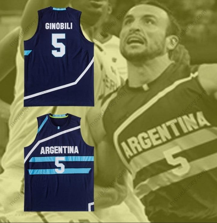 CUSTOM ANY Name Number MANU GINOBILI 5 ARGENTINA BASKETBALL JERSEY ANY PLAYER Top Stitched S-6XL