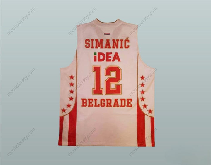 CUSTOM ANY Name Number BORIS SIMANIC 12 RED STAR BELGRADE WHITE BASKETBALL JERSEY Top Stitched S-6XL