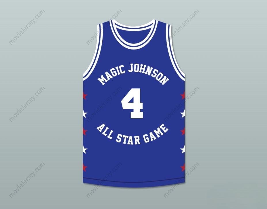 CUSTOM ANY Name Number SPUD WEBB 4 MAGIC JOHNSON ALL STAR GAME BLUE BASKETBALL JERSEY 1989 MIDSUMMER NIGHT'S MAGIC CHARITY EVENT Top Stitched S-6XL