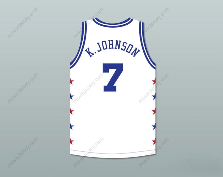CUSTOM ANY Name Number KEVIN JOHNSON 7 MAGIC JOHNSON ALL STAR GAME WHITE BASKETBALL JERSEY 1989 MIDSUMMER NIGHT'S MAGIC CHARITY EVENT Top Stitched S-6XL