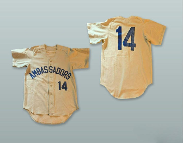 Custom Any Name Number AMBASSADORS 14 BEIGE BUTTON DOWN BASEBALL JERSEY Top Stitched S-6XL