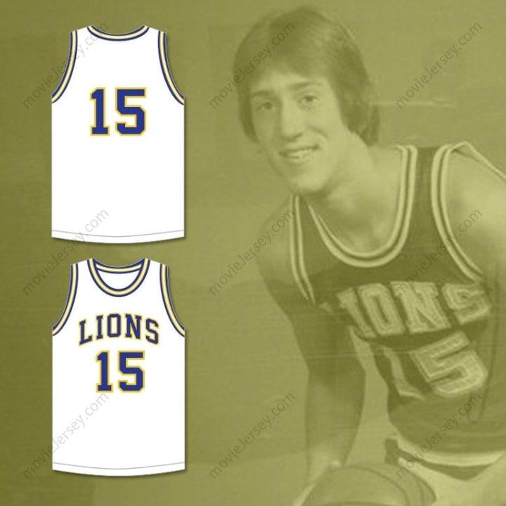 CUSTOM ANY Name Number JEFF HORNACEK 15 LYONS TOWNSHIP HIGH SCHOOL LIONS WHITE BASKETBALL JERSEY 1 Top Stitched S-6XL