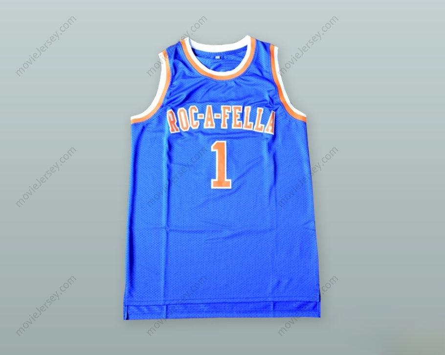 CUSTOM ANY Name Number SHAWN CARTER 1 ROC-A-FELLA BLUE BASKETBALL JERSEY Top Stitched S-6XL