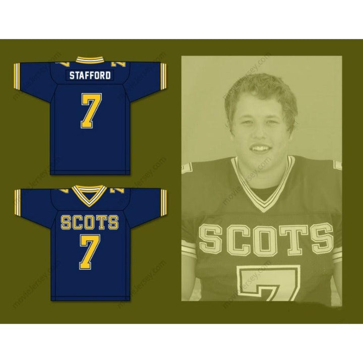 CUSTOM ANY Name Number MATTHEW STAFFORD 7 HIGHLAND PARK HIGH SCHOOL SCOTS Football Jersey Top Stitched S-6XL