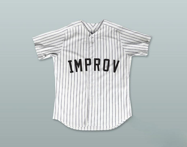 Custom Any Name Number JERRY SEINFELD 2 IMPROV WHITE PINSTRIPED BASEBALL JERSEY 'THE UNDERSTUDY' Top Stitched S-6XL