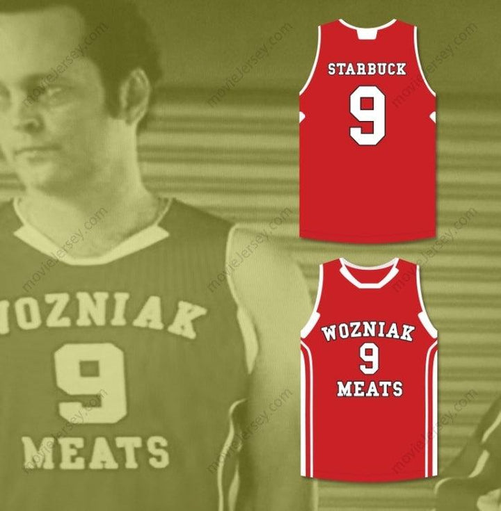 CUSTOM ANY Name Number VINCE VAUGHN STARBUCK 9 WOZNIAK MEATS BASKETBALL JERSEY DELIVERY MAN Top Stitched S-6XL