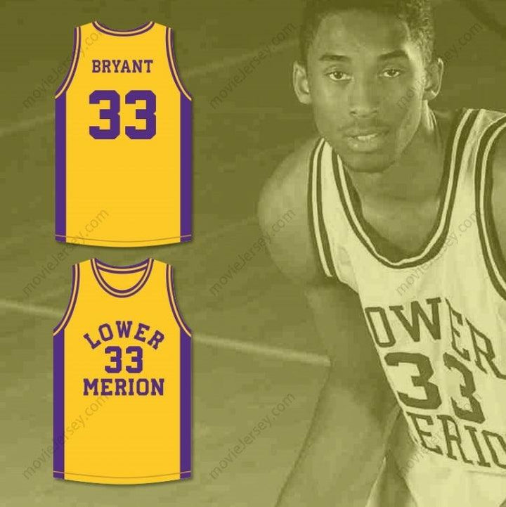 CUSTOM ANY Name Number  BRYANT 33 LOWER MERION HIGH SCHOOL ACES YELLOW BASKETBALL JERSEY 4 Top Stitched S-6XL