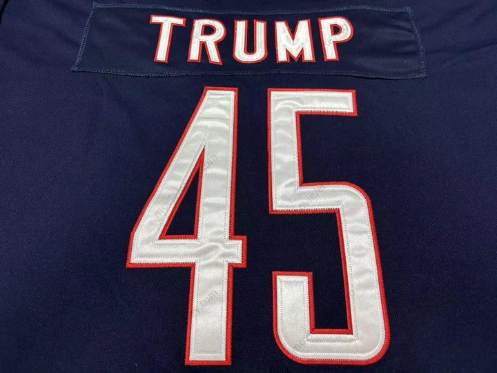Custom Any Name Number DONALD TRUMP 45 USA NAVY BLUE HOCKEY JERSEY Top Stitched S-6XL