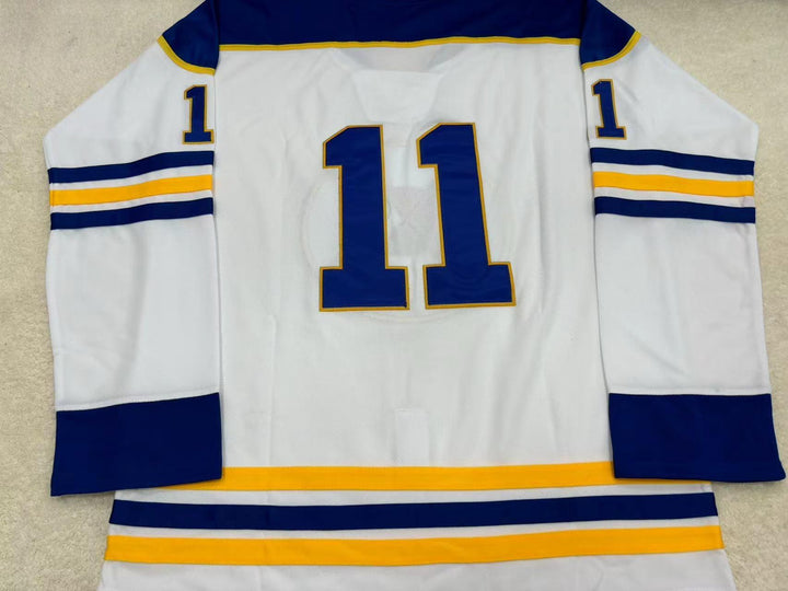 Custom Any Name Number JIM NICHOLS 11 CINCINNATI SWORDS WHITE TIE DOWN HOCKEY JERSEY Top Stitched S-6XL