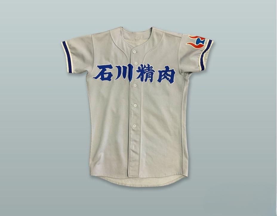 Custom Any Name Number KINTETSU BUFFALOES 30 GRAY BUTTON DOWN BASEBALL JERSEY Top Stitched S-6XL