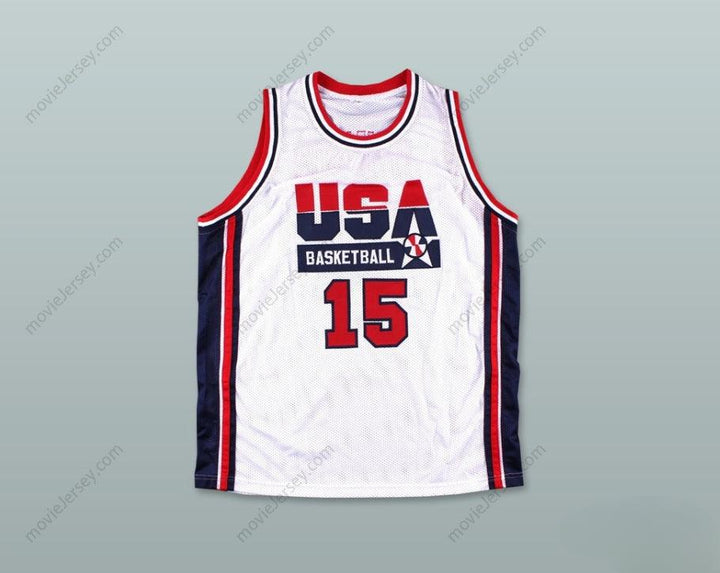 CUSTOM ANY Name Number 1992 MAGIC JOHNSON 15 USA HOME BASKETBALL JERSEY Top Stitched S-6XL