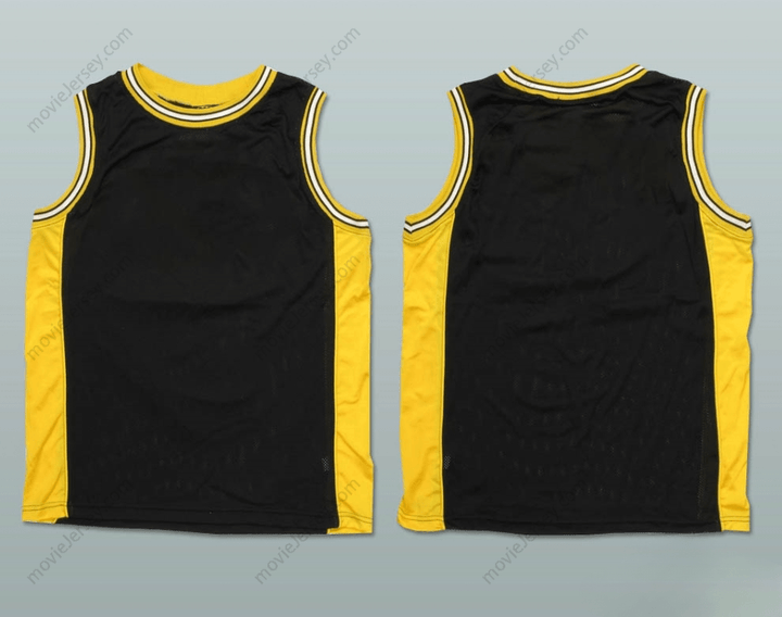 CUSTOM ANY Name Number PLAIN BASKETBALL JERSEY BLACK-YELLOW-WHITE Top Stitched S-6XL