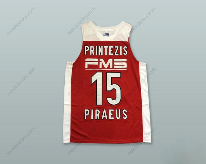 CUSTOM ANY Name Number GEORGIOS PRINTEZIS 15 OLYMPIACOS PIRAEUS GREECE RED BASKETBALL JERSEY Top Stitched S-6XL