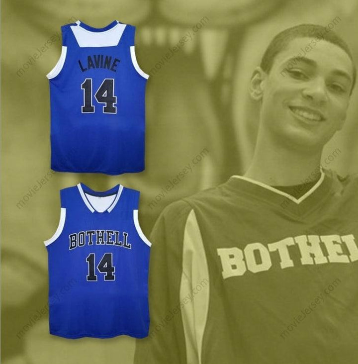 CUSTOM ANY Name Number ZACH LAVINE 14 BOTHELL HIGH SCHOOL COUGARS BLUE BASKETBALL JERSEY Top Stitched S-6XL