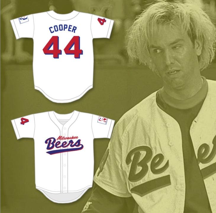 Custom Any Name Number JOE COOPER 44  BEERS DELUXE BASEKETBALL WHITE BASEBALL JERSEY Top Stitched S-6XL