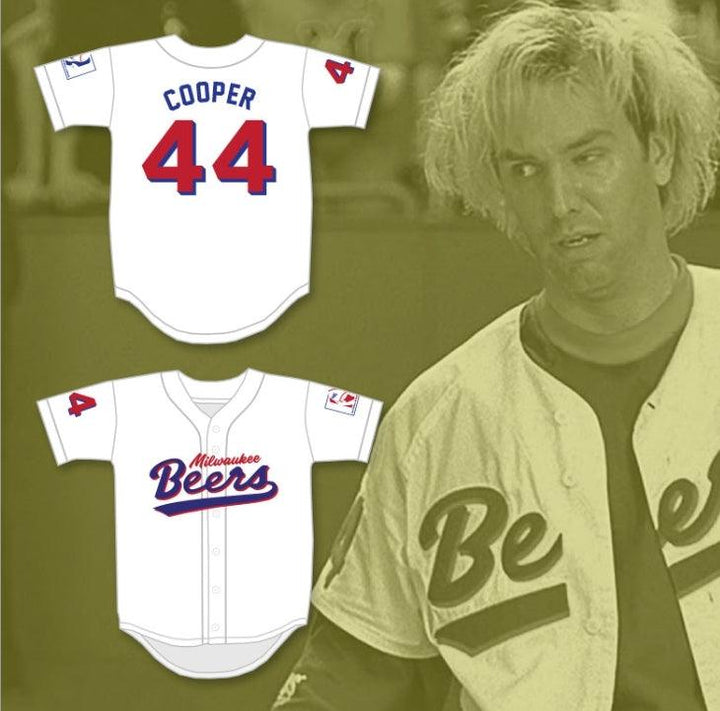 Custom Any Name Number JOE COOPER 44  BEERS DELUXE BASEKETBALL WHITE BASEBALL JERSEY Top Stitched S-6XL