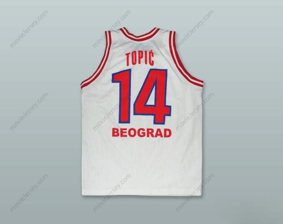 CUSTOM ANY Name Number MILENKO TOPIC 14 KK CRVENA ZVEZDA SERBIA WHITE BASKETBALL JERSEY Top Stitched S-6XL