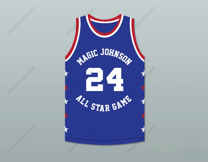 CUSTOM ANY Name Number MARK AGUIRRE 24 MAGIC JOHNSON ALL STAR GAME BLUE BASKETBALL JERSEY 1986 MIDSUMMER NIGHT'S MAGIC CHARITY EVENT Top Stitched S-6XL