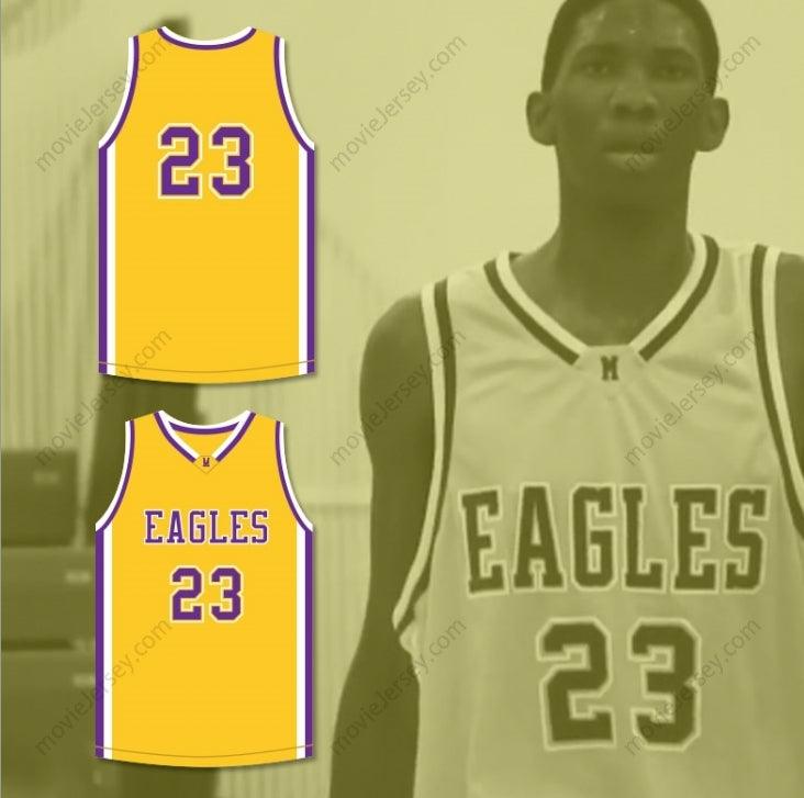 CUSTOM ANY Name Number JOEL EMBIID 23  ACADEMY  JUNIOR VARSITY YELLOW BASKETBALL JERSEY Top Stitched S-6XL