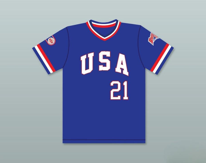 Custom Any Name Number KEN CAMINITI 21 1984 USA TEAM BLUE BASEBALL JERSEY Top Stitched S-6XL