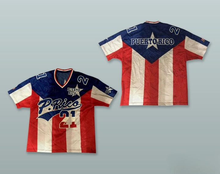 Custom Any Name Number PUERTO RICO 21 BUTTON DOWN BASEBALL JERSEY Top Stitched S-6XL