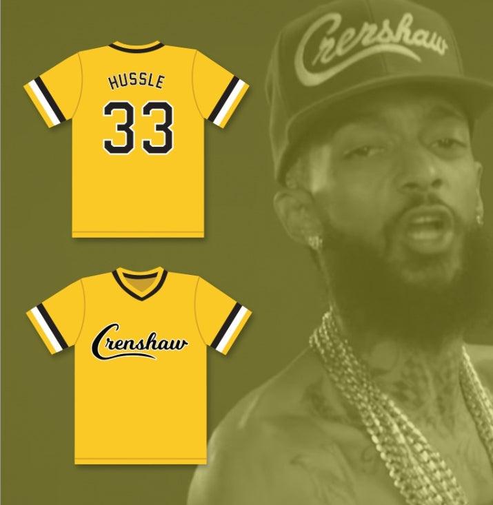 Custom Any Name Number NIPSEY HUSSLE 33 CRENSHAW HIGH SCHOOL YELLOW BASEBALL JERSEY Top Stitched S-6XL