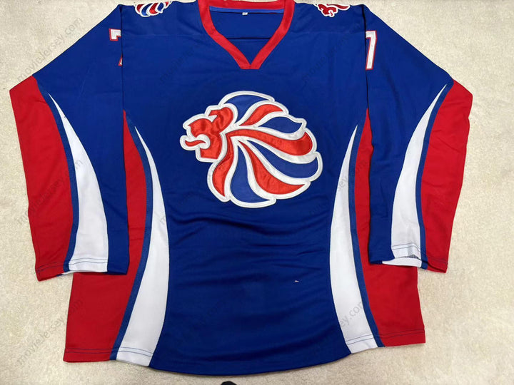 Custom Any Name Number JASON HEWITT 7 GREAT BRITAIN NATIONAL TEAM BLUE HOCKEY JERSEY Top Stitched S-6XL