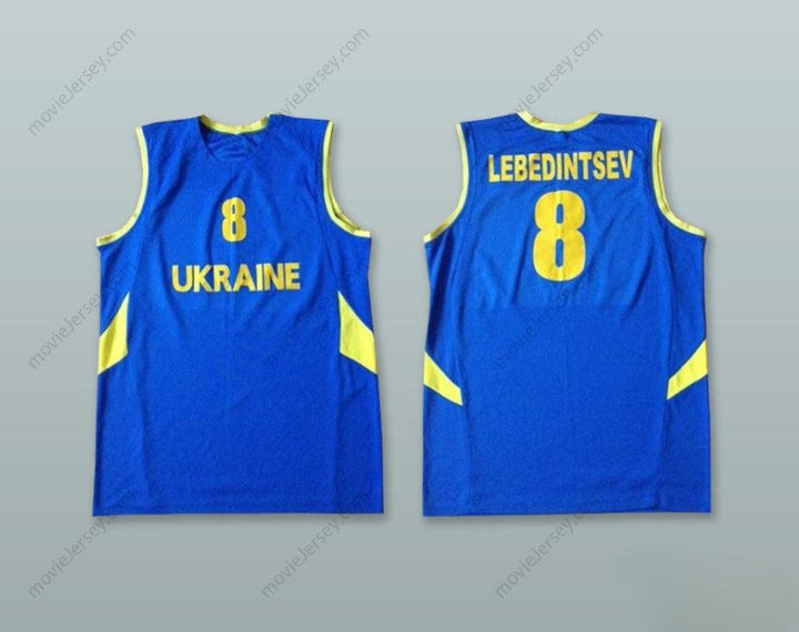 CUSTOM ANY Name Number LEBEDINTSEV 8 UKRAINE BLUE BASKETBALL JERSEY Top Stitched S-6XL