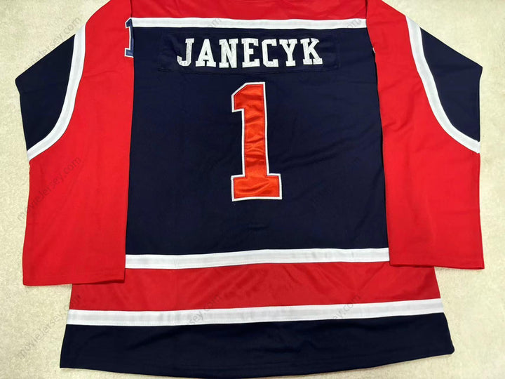 Custom Any Name Number BOB JANECYK NEW HAVEN NIGHTHAWKS HOCKEY JERSEYTop Stitched S-6XL